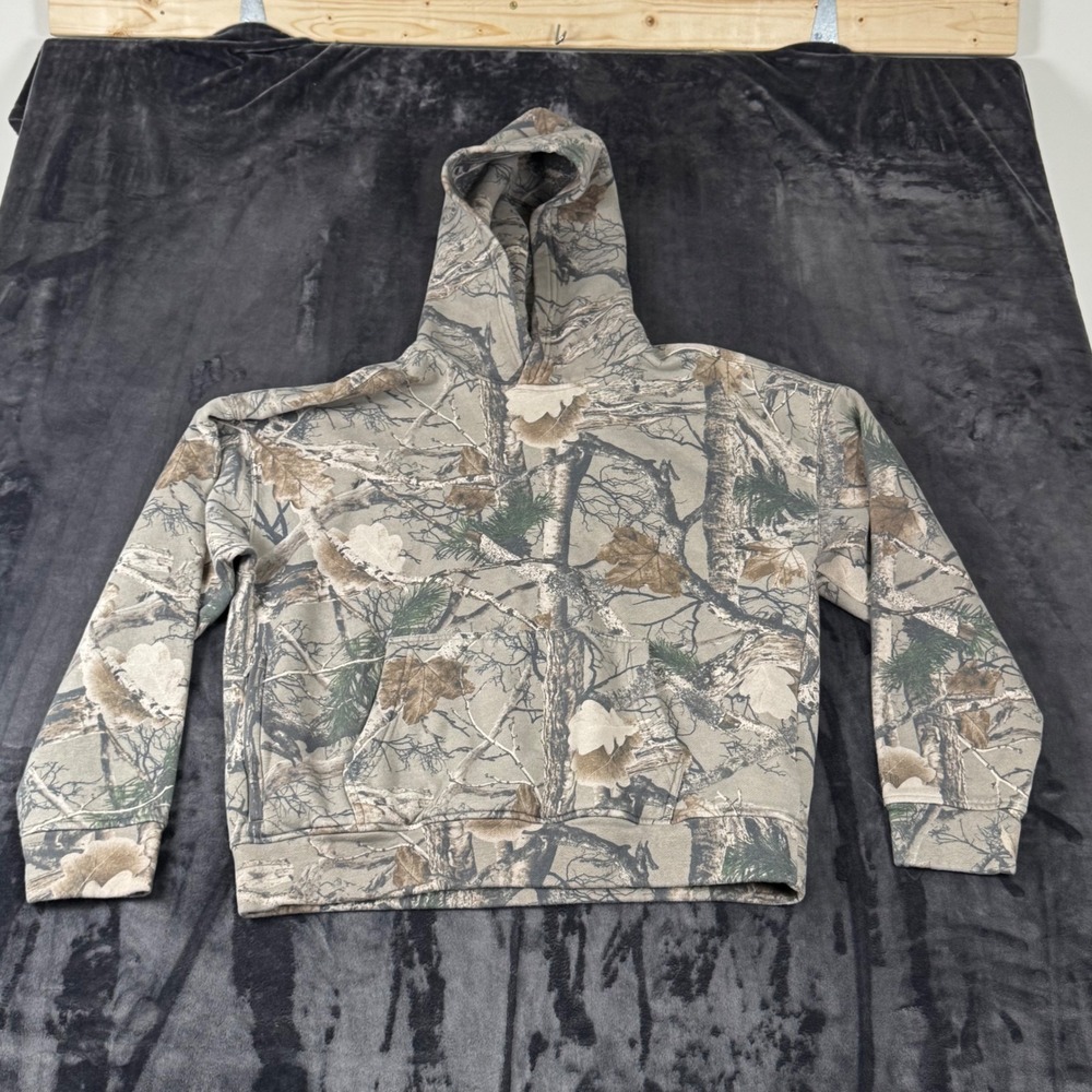 Hollister Hoodie Mens Medium Camo Boxy Fit Tree Leaf Print Pullover